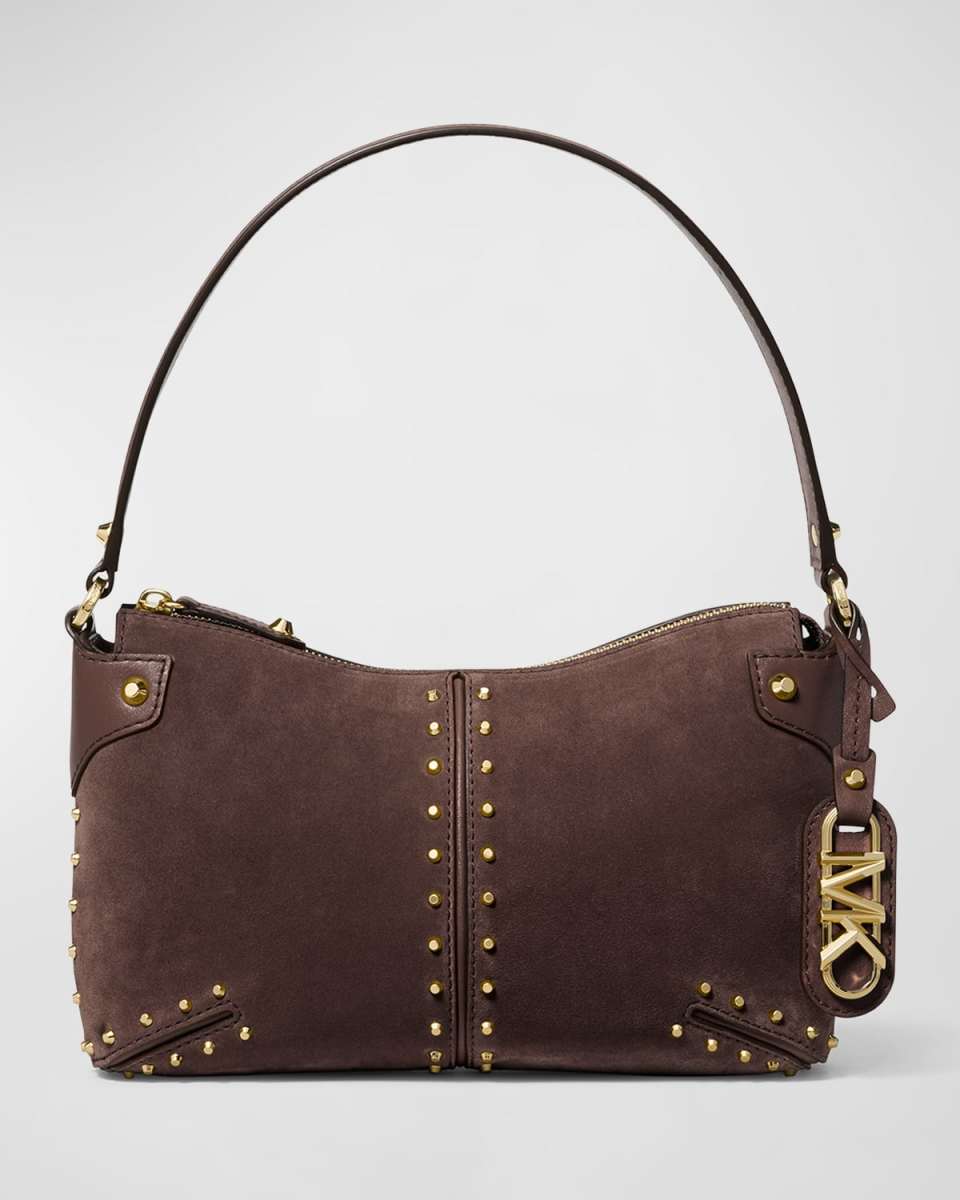 Astor Large Pouchette Suede Shoulder Bag